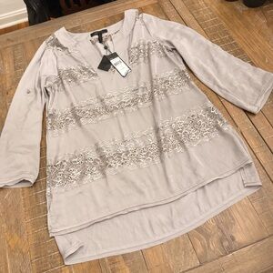 BCBGMaxAzria Light Gray Lace Tunic